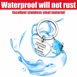 Inspirational light blue butterfly Keyring Gifts for Women Encouragement Keyring Inspirational Quote Keychain For Women Girls Family Friends Stay Strong Gifts Graduation Birthday Chritsmas