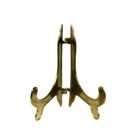Galielephant Brass Plate Stand, Medium for Plates with Diameter 7.1 - 9.8 inches (18 - 25 cm), Display Stand, Frame, Clock, Photo, Book Stand, Fixture, Picture, Postcard, Made in Italy (Brass, M)
