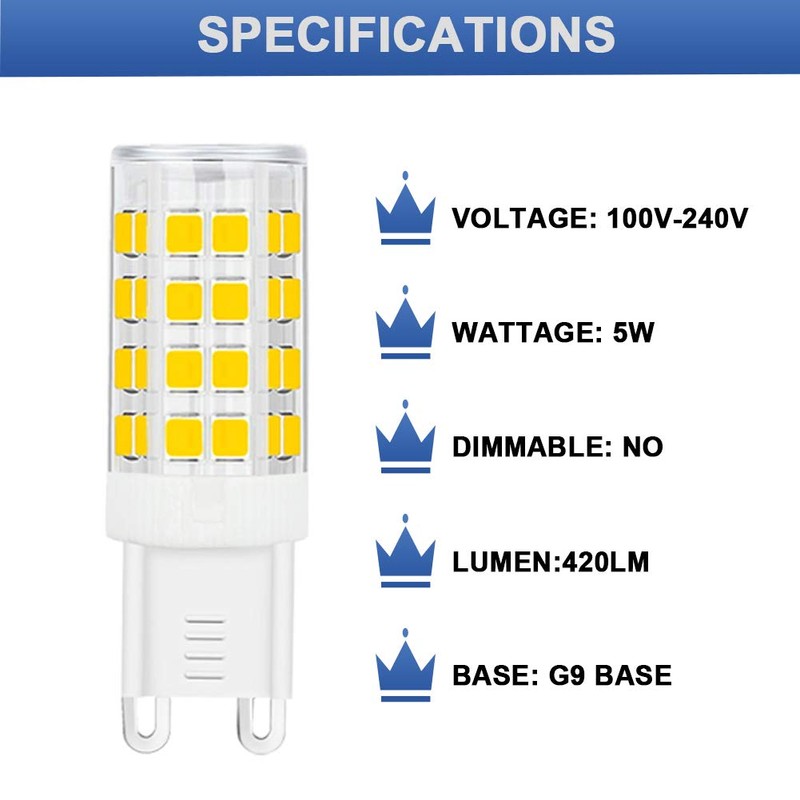 SumVibe G9 LED Bulb 5W, 40W G9 Halogen Bulb Replacement,