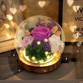 Preserved Flowers, Unique Rose flower Gifts Preserved Flower Gifts in Glass Dome for Women, Mom, Girlfriend and wife,Home Decor Gifts for Birthday, Mother’s Day, Anniversary, Christmas, Wedding.