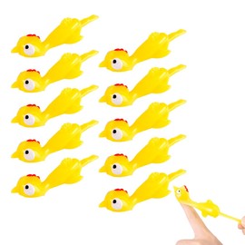 OUDQFCJ Pack of 10 Finger Stretches Flying Chickens Finger Flying Chickens Toy Rubber Flying Rubber Chicken Slingshot Toy Novelty Catapult Chicken Slingshot Chicken Stretchy Flying