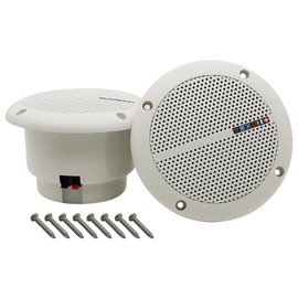 HiQltyla 5.25 Inch Waterproof Marine Boat RV Hot Tub Outdoor Speaker, WEAH-400 25 Watt Dual Cone 2 Way Full Range White Color (Sold as a Pair)