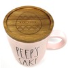 Rae Dunn PEEP'S SAKE Mug with wooden coaster lid -