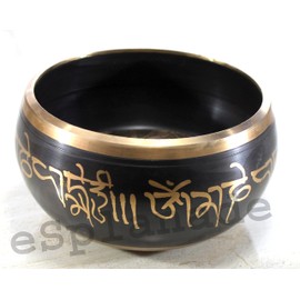 eSplanade - 6 inches - Singing Bowl Tibetan Buddhist Prayer Instrument With Striker Stick | OM Bell | OM Bowl | Meditation Bowl | Music Therapy (black)