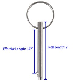 2 Pack Quick Release Pin, Diameter 0.197"(5mm), Total Length 2"(51mm), Effective Length 1.57"(40mm), Full 316 Stainless Steel, Bimini Top Pin, Marine Hardware