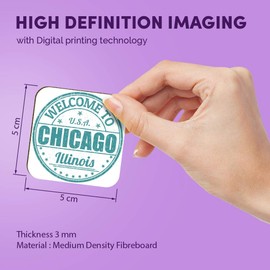 1 x Square MDF Fridge Magnet - Chicago Illinois USA America Travel 6123