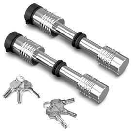 Tlvuvmo Trailer Hitch Lock Set with Keys, 5/8" Hitch Pins Anti-Theft Lockable Pin with Dust,Mud, Fit for Class III IV Hitch, 2 Pcs (for 2" Receiver)
