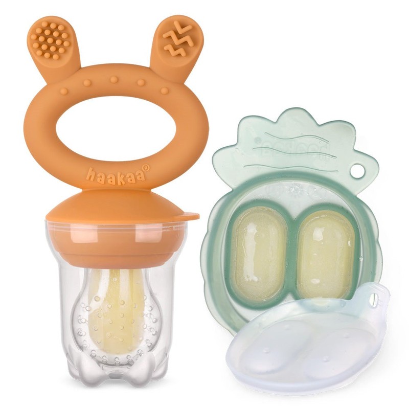 Haakaa Fresh Food Feeder with Mini Nibble Tray, Lavender/Pea Green