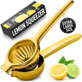 Zulay Extra Large Lemon Squeezer Stainless Steel - Easy Squeeze Heavy Duty Lemon Juicer Hand Press - Ergonomic Citrus Squeezer & Fruit Juicer for Small Oranges, Lemons, & Limes