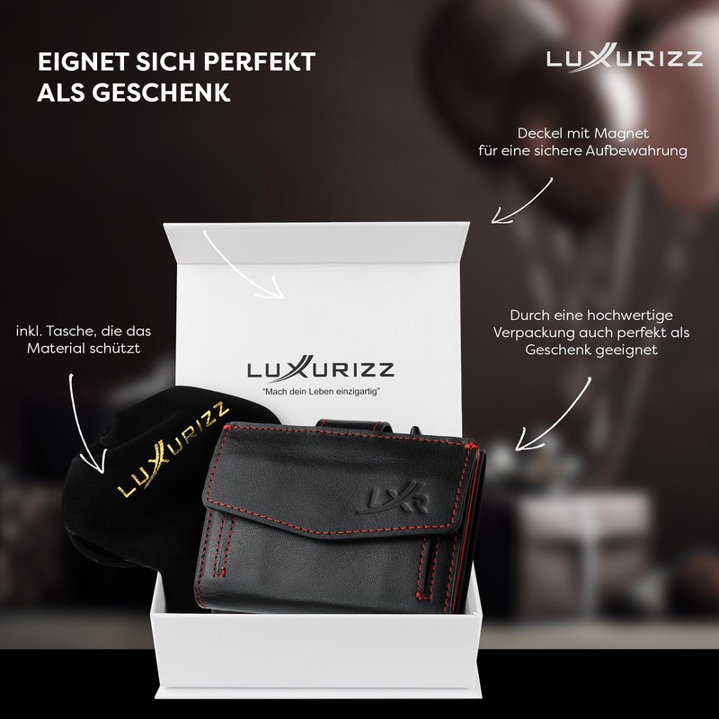 Luxurizz Smart Wallet, Red/black, Minimalist