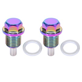 X AUTOHAUX 2 Set M14x1.5 Multicolor Magnetic Oil Drain Plug Sump Pan Drain Nut Bolt Screw with Gaskets for Universal Car