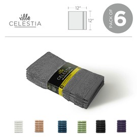 Villa Celestia Premium Wash Cloth 100% Cotton Grey Wash Clothes for Body and Face- Soft & Luxury Cloths for Washing Face, Face Towels for Bathroom 650 GSM Wash Cloths,Pack of 6 (12"X12")