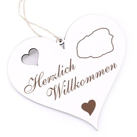 Herzlich Willkommen Sign, Island Föhr, Decorative Heart, Wooden Welcome Sign, Door Sign, Door Decoration