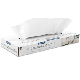 S&T INC. 30 Pack Reusable Paper Towels with Box, Non Woven Towels for Home, Microfiber Towels for Cars, Cleaning Rags, White, 12 Inches x 12 Inches, 30 Count