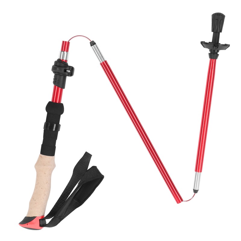 Telescopic Hiking Pole Portable Aluminum Alloy Folding Walking Stick for