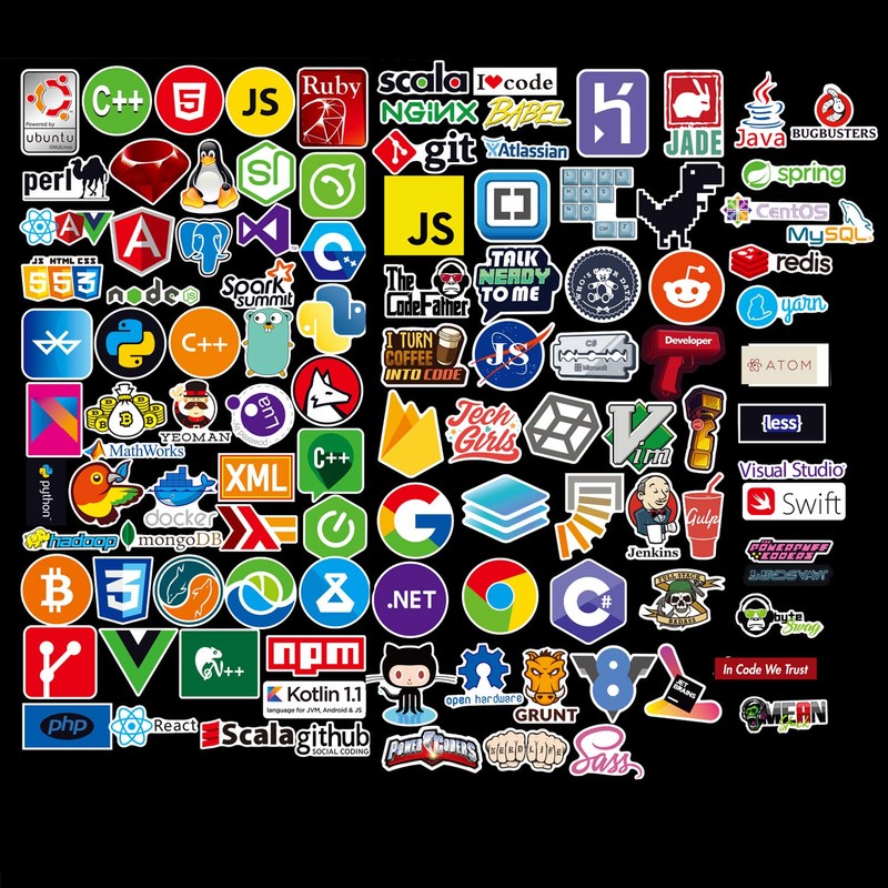 Sanmatic 108pcs Laptop Stickers for Developer Programming Language Include Stickers