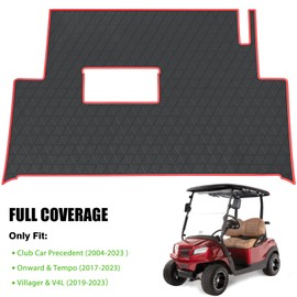 Club Car Precedent Golf Cart Full Coverage Floor Liner Mat, fits Club Car Precedent (2004-2023), Onward & Tempo (2017-2023), Villager & V4L (2019-2023), Durable Anti-Slip Rubber, Black with Red Trim