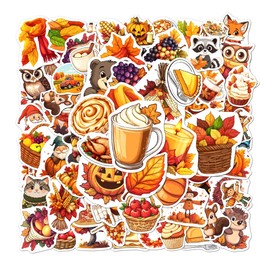 108 PCS Fall Stickers Pack, Autumn Pumpkin Maple Leaf Vinyl Decals, Waterproof Thanksgiving Stickers for Water Bottles, Laptop, Scrapbook, Harvest Festival Decorations, Gifts
