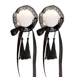 China Bun, Bun Cover, Chinese Clothes, Hair Ornament, Cotton Padded, Bun Hair Pin, Ribbon, Chinese Lolita Hair Clip, Halloween, Cultural Festivals, Events, China Cosplay, Accessory, Accessory (White)