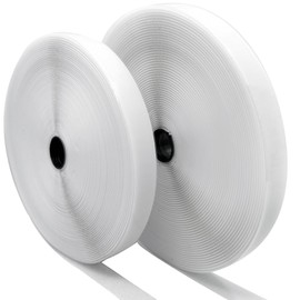 (72 FT x 1 Inch) Strips with Adhesive for Fabric, Stick On for Fabric, No Sew Sticky Back for Clothes, Curtains - Heavy Duty Double Sided Hook and Loop Hem Tape Fasteners, No Sewing No Iron, White