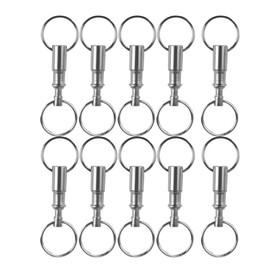 Holibanna Pack of 10 Pull Out Key Ring, High Performance Double Spring Split Push Button Separate Key Ring, Accessory Lock Holder for Christmas, New Year Couple