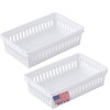 Tribello Plastic Bin Baskets for Organizing, White Storage Tray, Rectangle