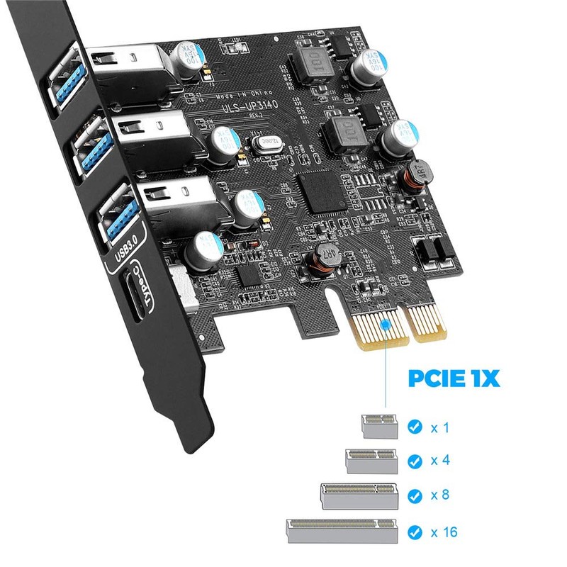 YEELIYA Tarjeta USB PCIe de 4 Puertos (1 USB-C -