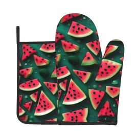 YYHWHJDE Dream Watermelon Printed Quality Oven Mitts and Pot Holders Sets of 2 Kitchen Baking Used to open pot lids in the kitchen