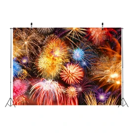 BELECO 10x8FT Fabric Colorful Fireworks Backdrop 2023 Happy New Year Black Photography Background Holiday Festival Party Decorations Christmas New Year Party Banner Photo Shoot Studio Props