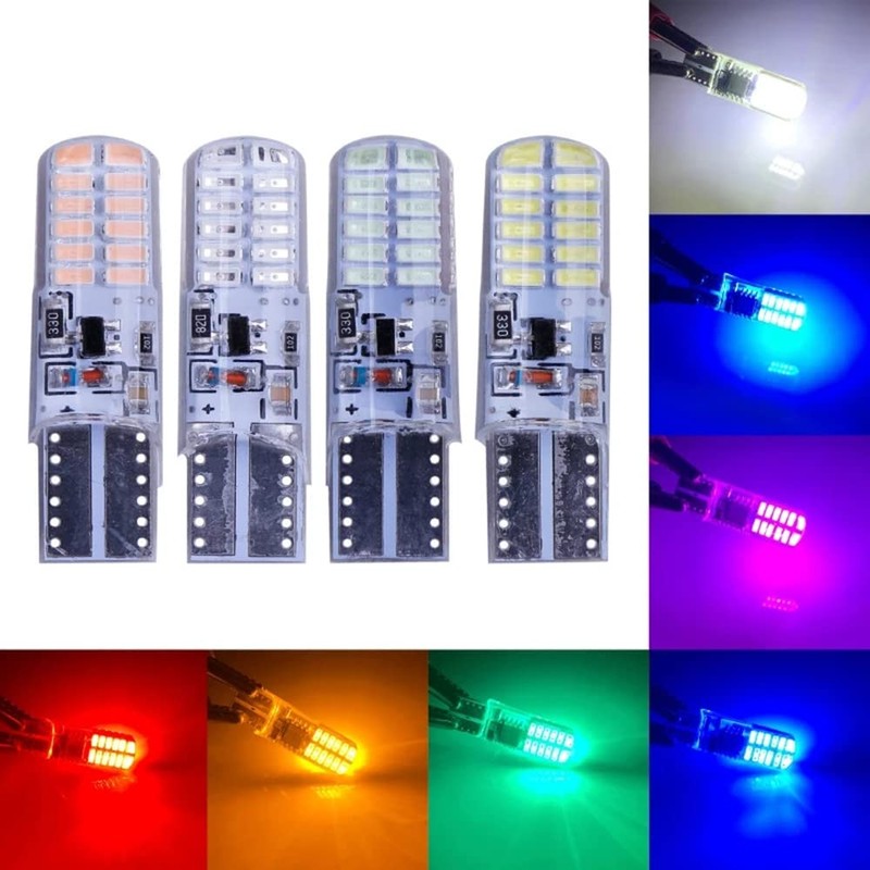 PNNNU 10Pcs W5W T10 Strobe Flash LED Silicone Gel Light