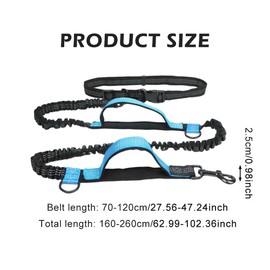 Hands Free Dog Leash, Waist Leash, Adjustable Heavy Duty Leash for Walking, Jogging, Small to Large Dogs, Retractable, Dual Handle and Shock Absorber