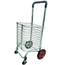 Big 4-Wheel Aluminum Carrier 2430 Hand Cart Shopping Basket for Camping & Market Portable