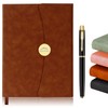 WEEKSUN A5 Leather Notebook, Round Buckle Magnetic Retro Executive Notebooks