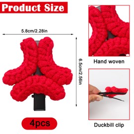 4 PCS Fun Hair Clips for Women Girls Cute Plush Angry Hair Clips Anime Anger Mark Hair Clip Stylish Cartoon Inspired Hair Accessory for Cosplay Daily Wear And Anime Fans (Red)