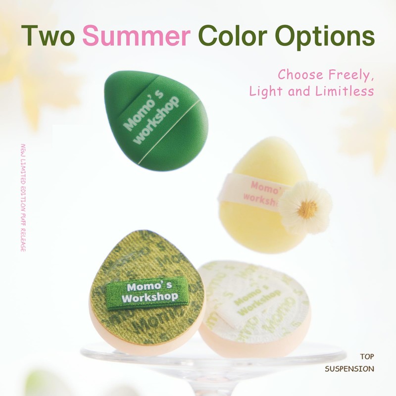 MoMo's Workshop 2pcs Powder Puff, Makeup Sponge for Liquid Foundation,