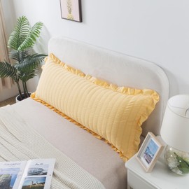 H Household Seersucker Body Pillowcases, 20x54 inches Long Pillowcase Ruffled Pillowcases Shabby Chic Boho Ruffled Fringe Decor Body Pillowcase Light Yellow