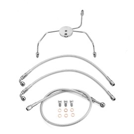 Mofun 51" Upper and Lower Hydraulic Brake Line Non-ABS Compatible with Harley Touring Road Glide Road King 1999-2007, Fit Electra Street Glide 1996-2007, Fit 10"-12" Handlebar, Chrome