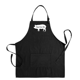 Chef Gifts For Men Pigs Fear Me Two Pocket Adjustable Bib Apron Black
