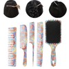 5pcs Paddle Hair Brush Set Easy Detangling Brush Tail Comb