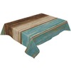 Teal Turquoise Tablecloth Waterproof Oil-proof Tablecloths, Retro Wood Green and