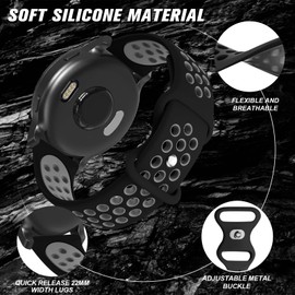 HAYONLIY 6 Pack Sport Bands Compatible for Garmin Venu 3/Vivoactive 4/Venu 2, 22mm Quick Release Soft Silicone Breathable Strap for Garmin Forerunner 255/255Music/265/265Music Men Women