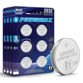 Powermax 24-Count CR2032 Batteries, Lithium 3V Coin Cell Button Battery Pack for Watch and Small Electronics, 5 Year Shelf Life