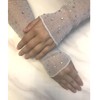 Gloritmo Women's Long Fingerless Sheer Gloves Rhinestone Elbow Length Mesh