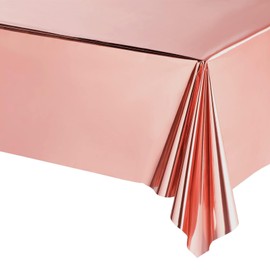 Christmas Foil Rose Gold Party Tablecloth,137*274cm Xmas Metallic Rose Gold Party Tableware Rose Gold Table Cover Rose Gold Table Cloth for Christmas Rose Gold Birthday Party Supplies Table Decoration