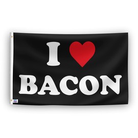 I Love Bacon I Heart Flag - 3x5 ft High-Durability Polyester Fade-Resistant, Weatherproof Outdoor/Indoor Banner