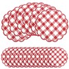 60Pcs Red Checkered Paper Placemats 13.5 Inch Scalloped Round Disposable