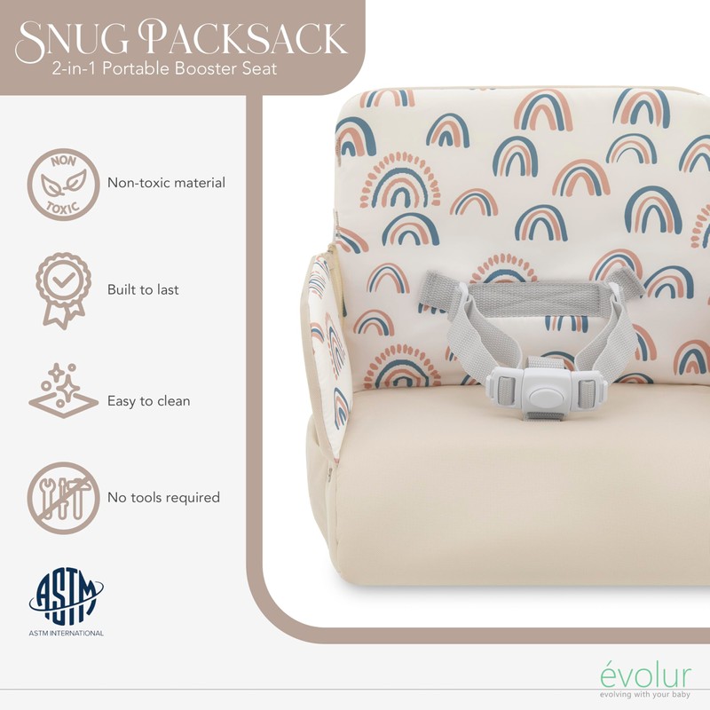 Evolur Snug Packsack 2-in-1 Portable Booster Seat and Travel Bag
