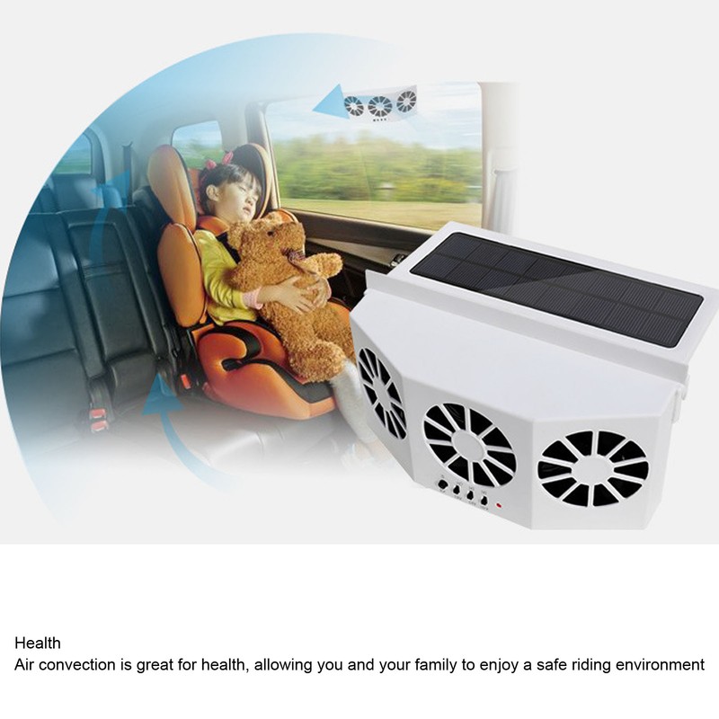 Car Exhaust Fan Solar Powered 3 Fans Ventilation Cooling Odor