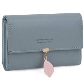 ANYWN Women's Medium Purse, Elegant Women's Purse with Many Compartments, B-grey blue, Elegant