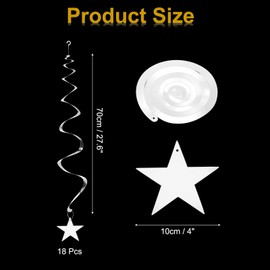 PATIKIL 18pcs Hanging Stars Decorations, 27inch Star Hanging Party Backdrop Decorations Party Supplies Shiny Twinkle Streamers for Wedding Birthday Party Graduation Ceiling, Silver